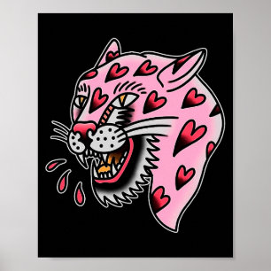 Panther Pink X Heart Love Traditional Flash Premiu Poster