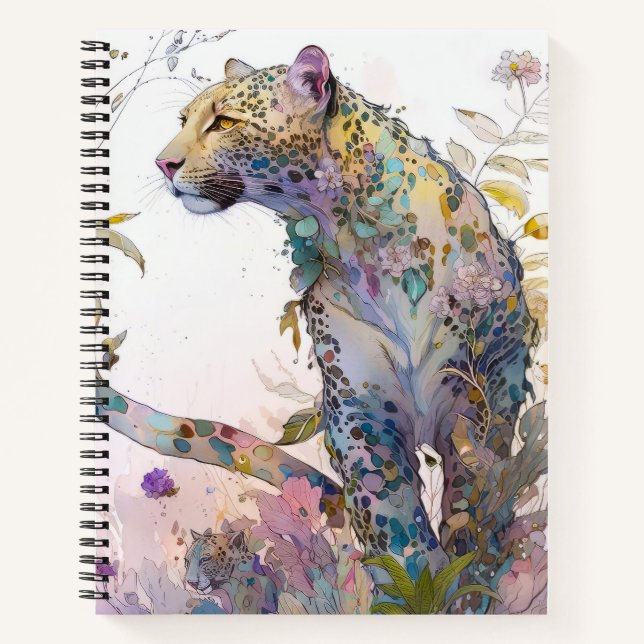 Panther Portrait Animal Painting Wildlife Forest Notebook (Front)