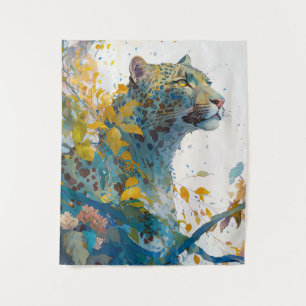 Panther Portrait Animal Painting Wildlife Forest Tapestry
