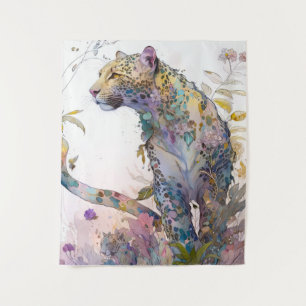 Panther Portrait Animal Painting Wildlife Forest Tapestry