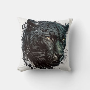 Panther Portrait Animal Painting Wildlife Outdoors Cushion