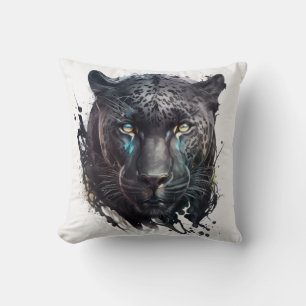 Panther Portrait Animal Painting Wildlife Outdoors Cushion