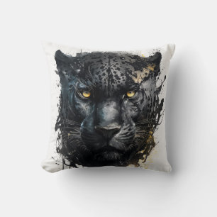 Panther Portrait Animal Painting Wildlife Outdoors Cushion