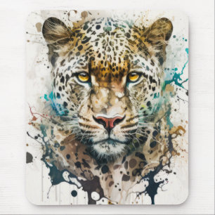 Panther Portrait Animal Painting Wildlife Outdoors Mouse Pad