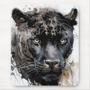 Panther Portrait Animal Painting Wildlife Outdoors Mouse Pad