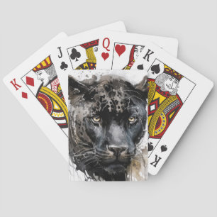 Panther Portrait Animal Painting Wildlife Outdoors Playing Cards