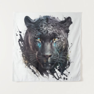 Panther Portrait Animal Painting Wildlife Outdoors Tapestry