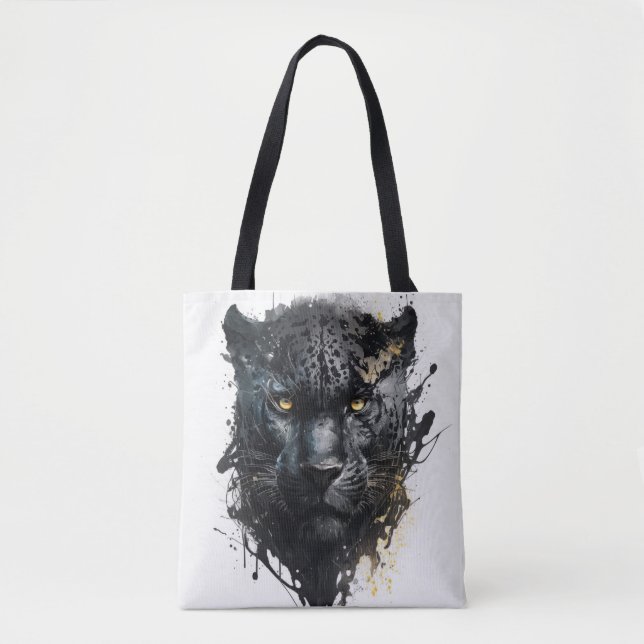 Panther Portrait Animal Painting Wildlife Outdoors Tote Bag (Front)