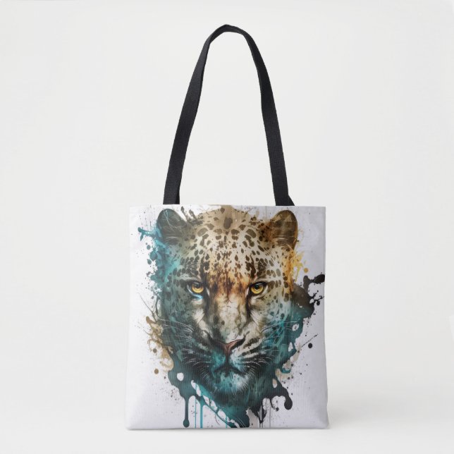 Panther Portrait Animal Painting Wildlife Outdoors Tote Bag (Front)