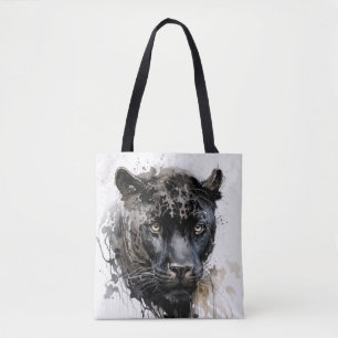 Panther Portrait Animal Painting Wildlife Outdoors Tote Bag