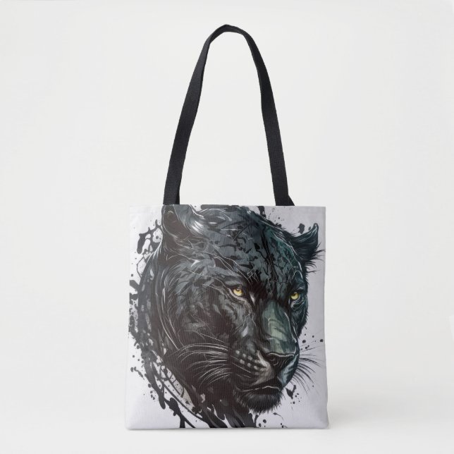 Panther Portrait Animal Painting Wildlife Outdoors Tote Bag (Front)