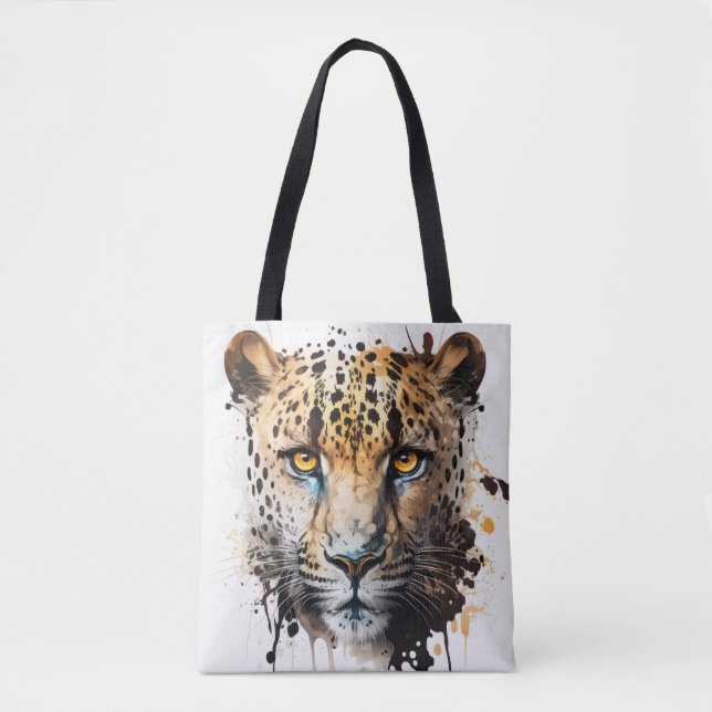 Panther Portrait Animal Painting Wildlife Outdoors Tote Bag (Front)