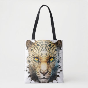 Panther Portrait Animal Painting Wildlife Outdoors Tote Bag