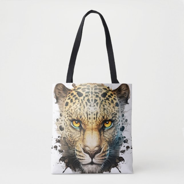 Panther Portrait Animal Painting Wildlife Outdoors Tote Bag (Front)