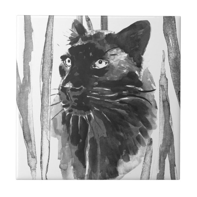Panther Portrait Ceramic Tile (Front)