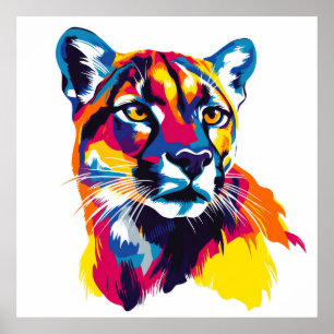 Panther Portrait Illustration Watercolour Painting Poster