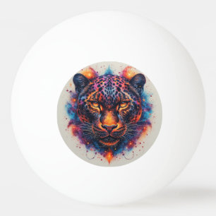 Panther Portrait with Abstract Fiery Elements Ping Pong Ball