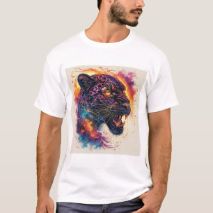 Panther Portrait with Abstract Fiery Elements T-Shirt