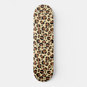 Panther print on beige background   skateboard