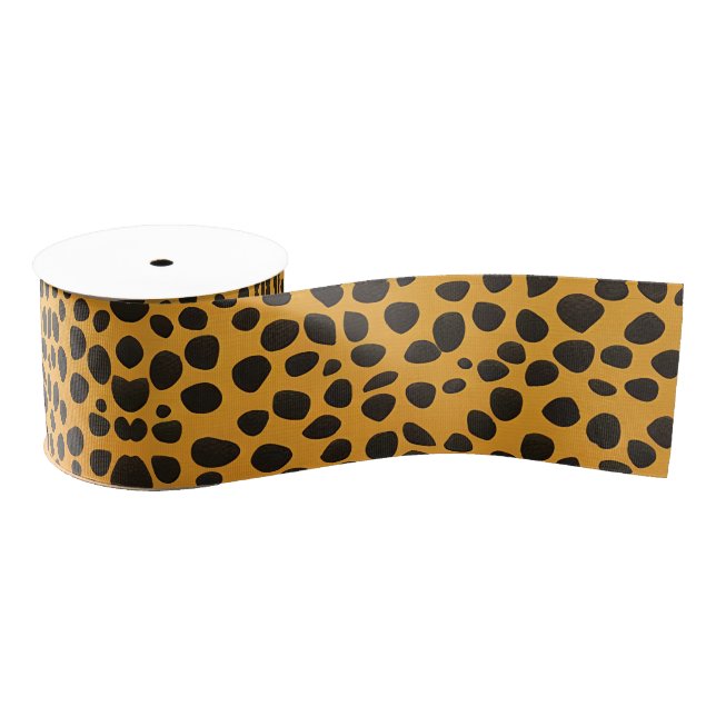 Panther Spots Animal Skin pattern Grosgrain Ribbon (Spool)