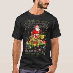 Panther Ugly Santa Riding Panther Christmas T-Shirt