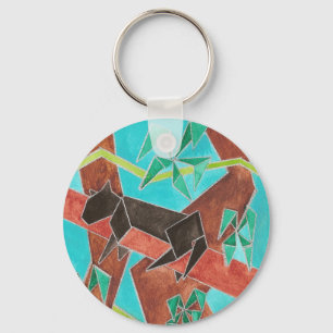 Panther Watercolor Art Key Ring