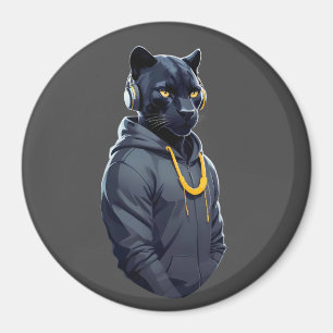 Panther Wearing Hoodie Funny Cool Animal Character Magnet