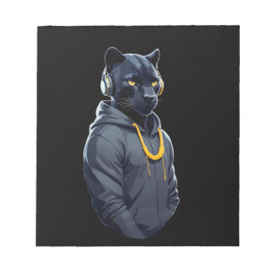 Panther Wearing Hoodie Funny Cool Animal Character Notepad