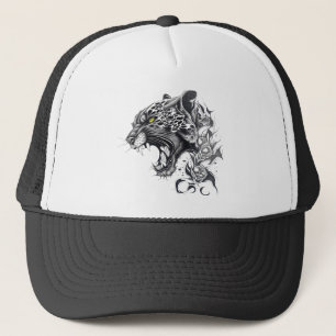 Panther Wild Animal Nature Illustration Art Tattoo Trucker Hat