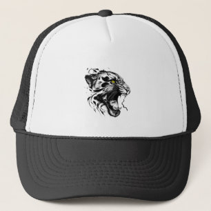Panther Wild Animal Nature Illustration Art Tattoo Trucker Hat