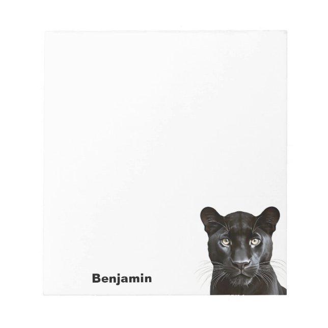 Panther Wild Animal Portrait Personalised Name Notepad (Front)