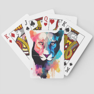 Panther Wild Nature Animal Color Art Painting Playing Cards