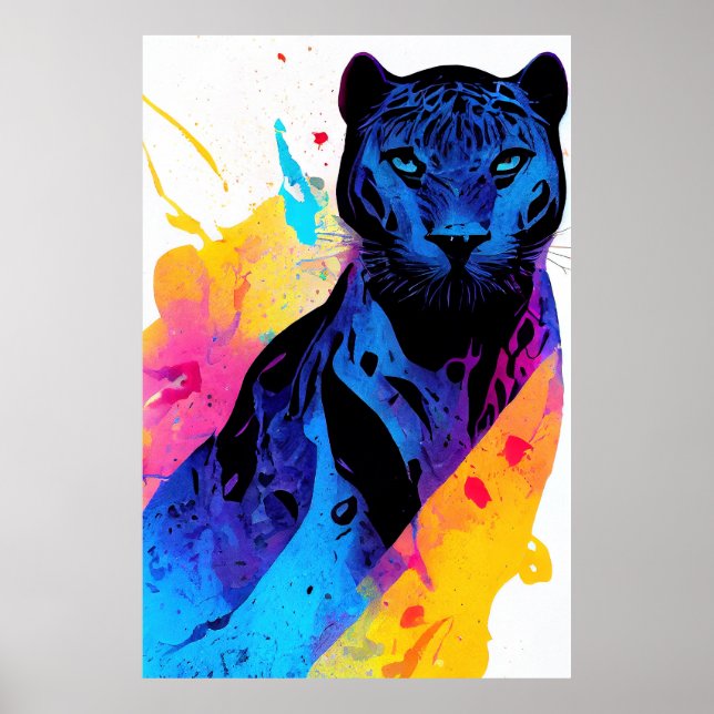 Panther Wild Nature Animal Color Art Painting Poster (Front)