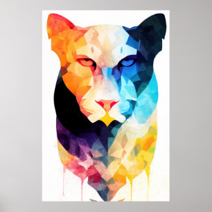 Panther Wild Nature Animal Color Art Painting Poster