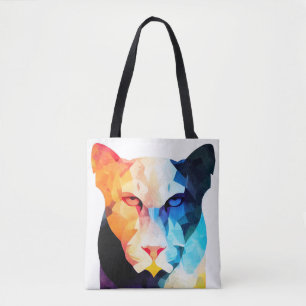 Panther Wild Nature Animal Color Art Painting Tote Bag