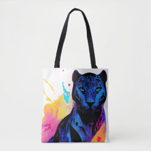 Panther Wild Nature Animal Color Art Painting Tote Bag