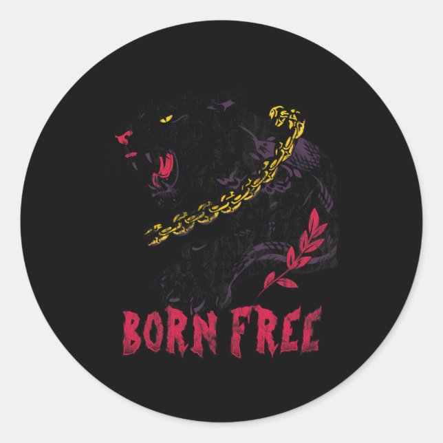 Panther With Chain Black History Month African Ame Classic Round Sticker (Front)