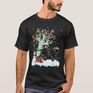 Panther Xmas Lighting Tree Santa Hat Panther Chris T-Shirt