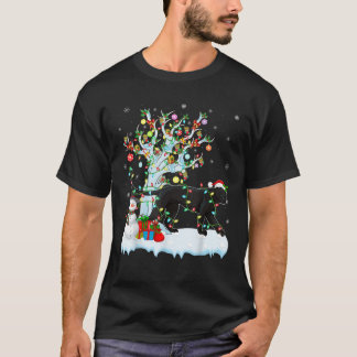 Panther Xmas Lighting Tree Santa Hat Panther Chris T-Shirt