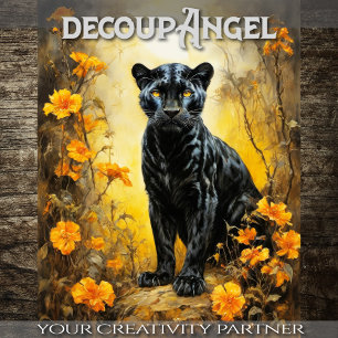 Panther's Floral Oasis - Decoupage - Tissue Paper