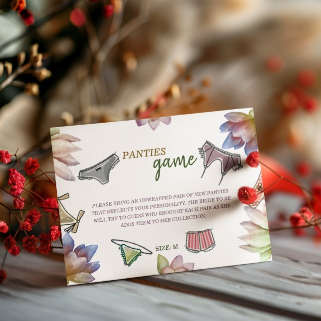 Panties Game Bridal Shower Enclosure Card (Add this cute insert to your lingerie shower invites)