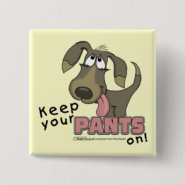 Panting Dog-Keep Pants On 15 Cm Square Badge (Front)