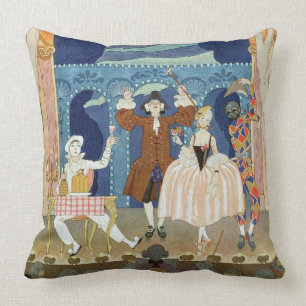 Pantomime Stage, illustration for 'Fetes Galantes' Cushion