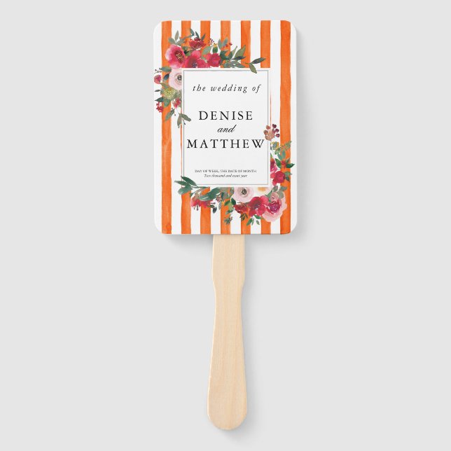 Pantone "Orange Tiger" Wedding  Hand Fan (Front)