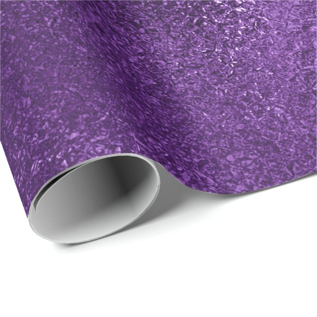 Pantone Ultra Violet Purple Glass Metallic Plum Wrapping Paper (Roll Corner)
