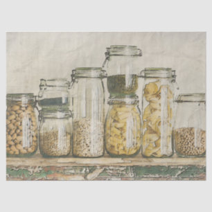 Pantry Mason Jars Decoupage Tissue Paper