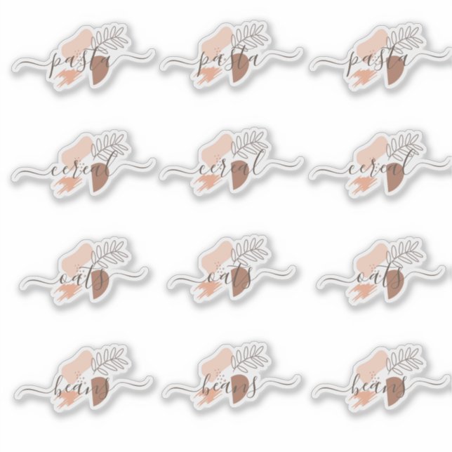 Pantry Organisation Organic Shapes Script  Sticker (Front)