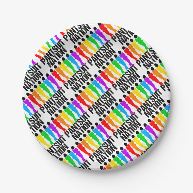 Pantsuit Nation Rainbow Women Paper Plate (Front)