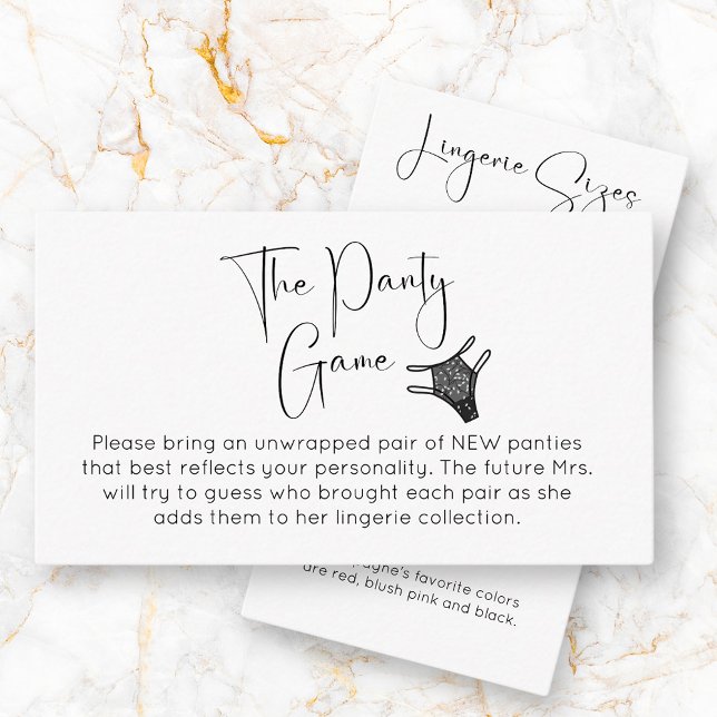 Panty Game Modern Bridal Shower Enclosure Card (Creator Uploaded)