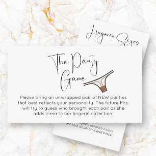 Panty Game Modern Bridal Shower Enclosure Card